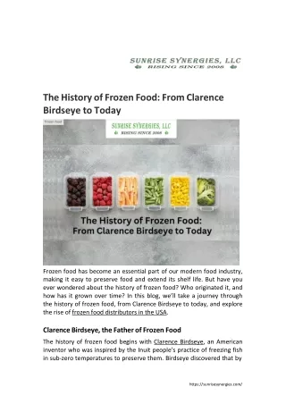 thehistoryoffrozenfood fromclarence birdseyeto