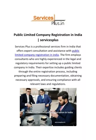 Public Limited Company Registration in India | servicesplus