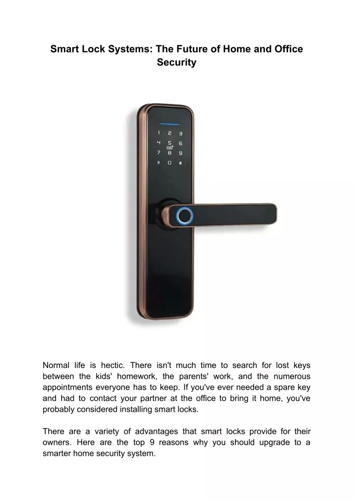 smart lock systems the future of home and office