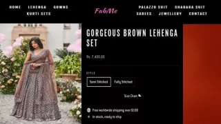 Online Sale Gorgeous Brown Lehenga Set India & Canada