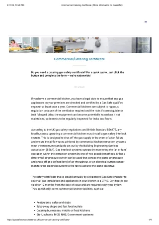 Commercial Catering Certificate _ More Information on Gassafety