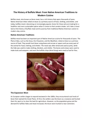 The History of Buffalo Meat From Native American Traditions to Modern Cuisine