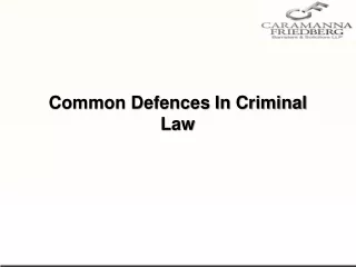 Common Defences In Criminal Law