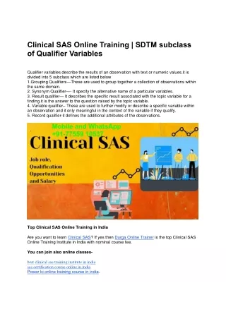 clinical sas online training sdtm subclass