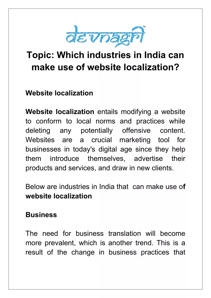 topic which industries in india can make