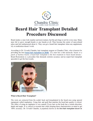 Beard Hair Transplant Detailed Procedure Discussed