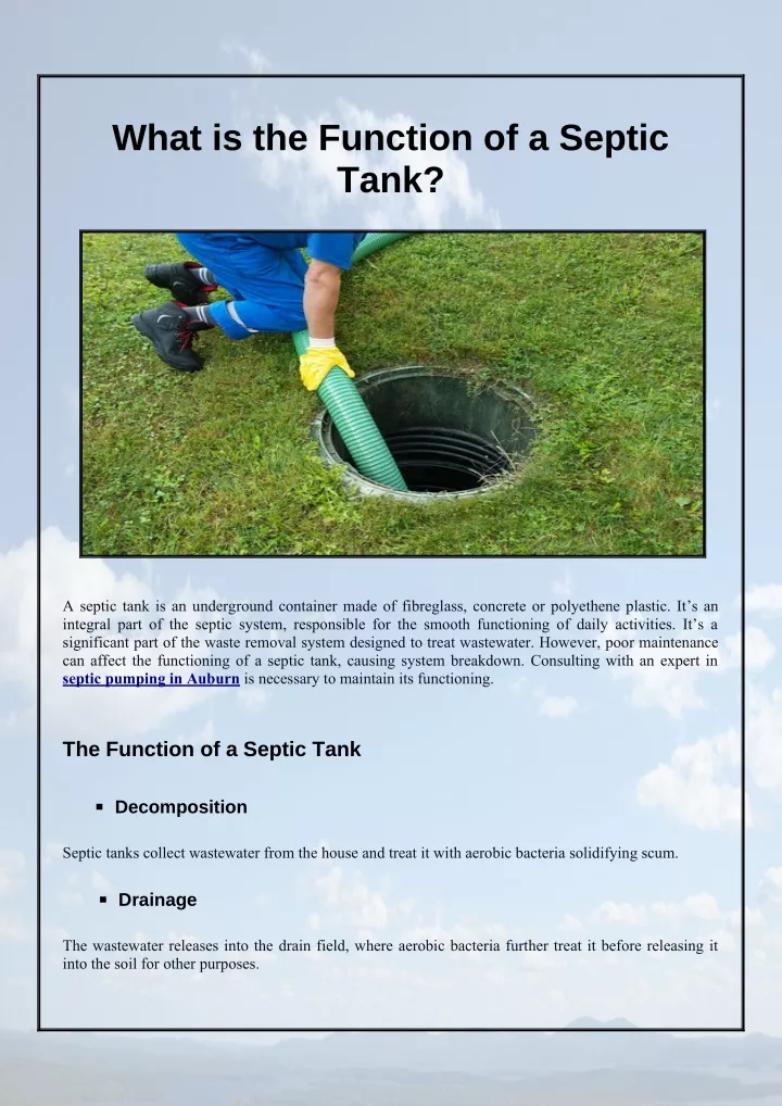 what is the function of a septic tank