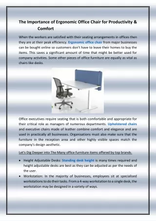 The Importance of Ergonomic Office Chair for Productivity & Comfort