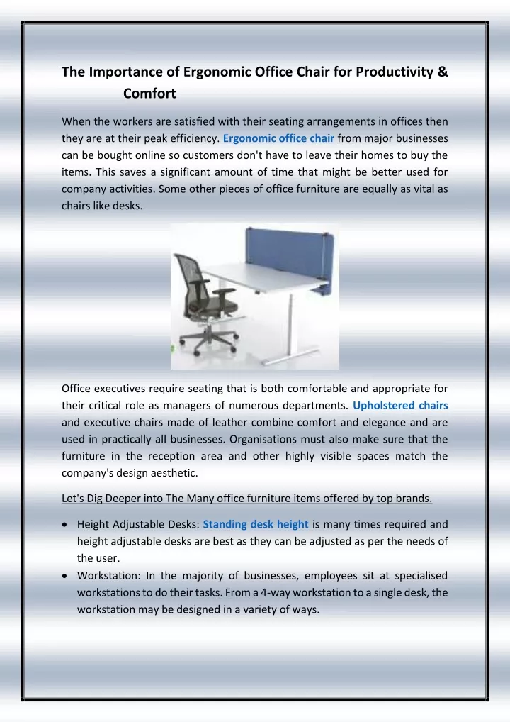 the importance of ergonomic office chair