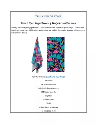 Beach Gym Yoga Towels | Trulydecorative.com
