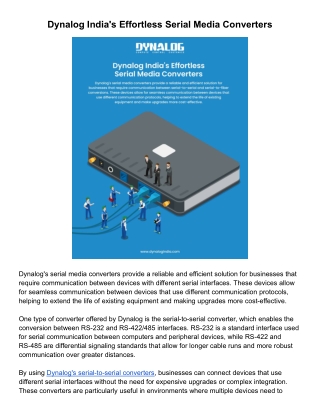 dynalog india s effortless serial media converters