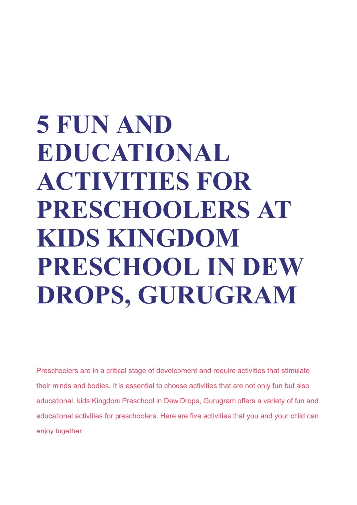 5 fun and educational activities for preschoolers