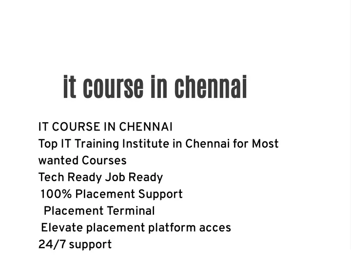 it course in chennai