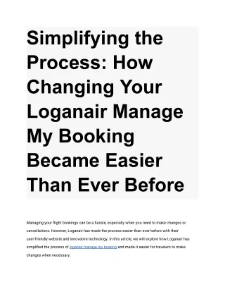 Simplifying the Process_ How Changing Your Loganair Manage My Booking Became Easier Than Ever Before