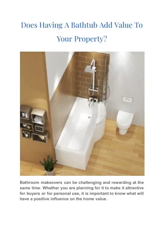 does having a bathtub add value to