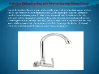 Make Your Kitchen Stand out with American Standard Kitchen Faucets
