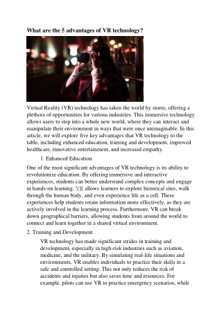 what are the 5 advantages of vr technology
