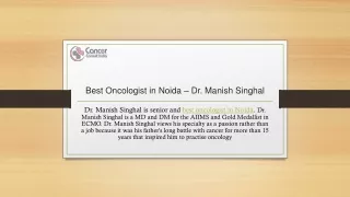 Best Oncologist in Noida - Dr Manish Singhal