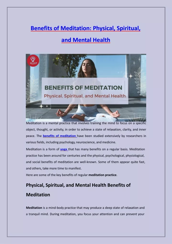 benefits of meditation physical spiritual