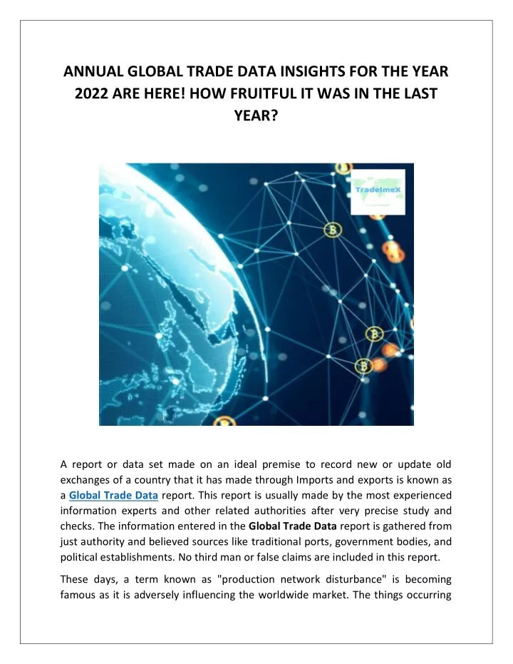 annual global trade data insights for the year