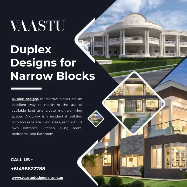 duplex designs for narrow blocks