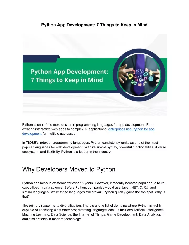 python app development 7 things to keep in mind