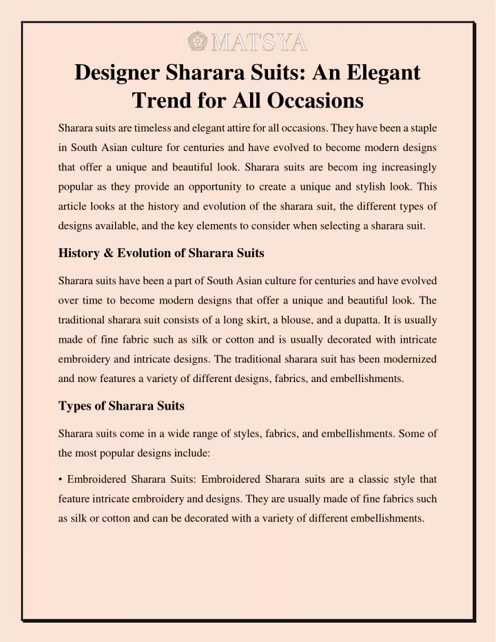 designer sharara suits an elegant trend