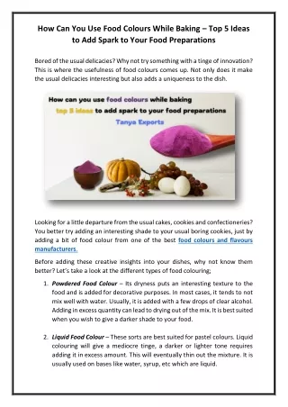 how can you use food colours while baking