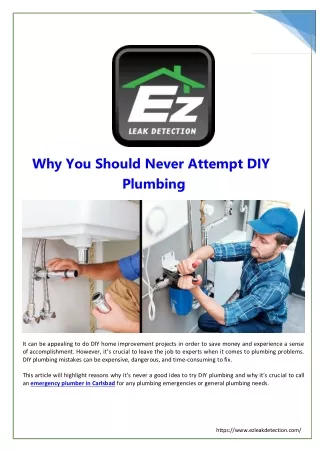 Why You Should Never Attempt DIY Plumbing