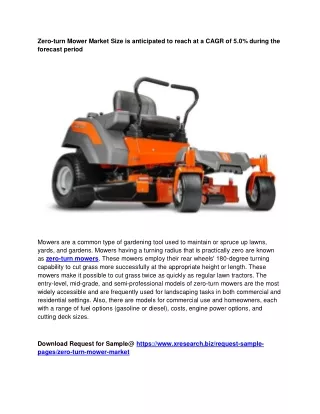zero turn mower market size is anticipated