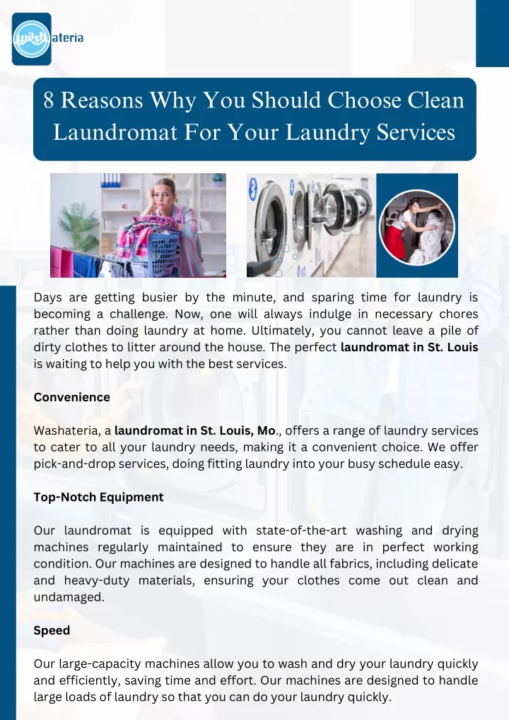 8 reasons why you should choose clean laundromat