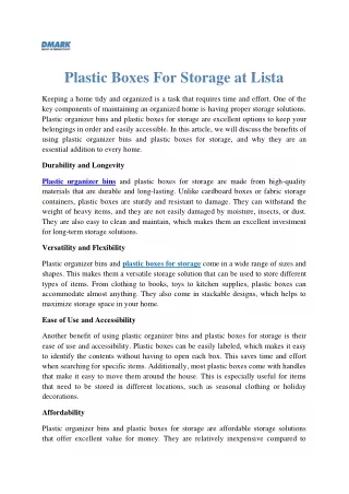 Plastic Boxes For Storage at Lista