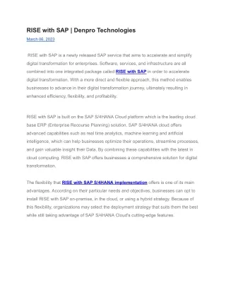 rise with sap denpro technologies