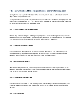 title download and install expert printer