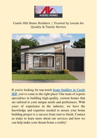Castle Hill Home Builders Trusted by Locals for Quality & Timely Service