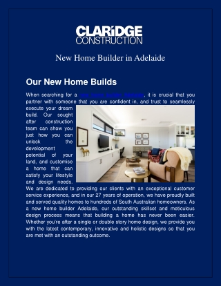 New Home Builder in Adelaide