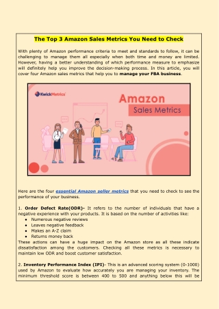 The Top 3 Amazon Sales Metrics You Need to Check