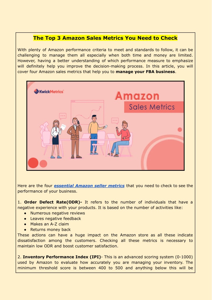 the top 3 amazon sales metrics you need to check