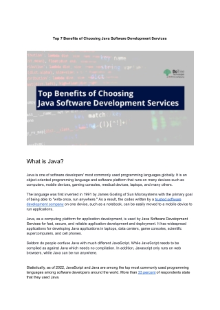 Top 7 Benefits of Choosing Java Software Development Services