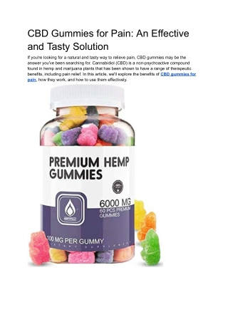 CBD Gummies for Pain_ An Effective and Tasty Solution