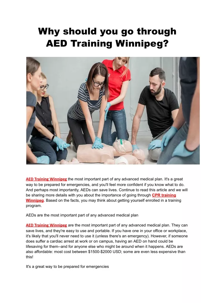 why should you go through aed training winnipeg