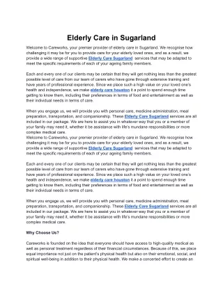 Elderly Care in Sugarland