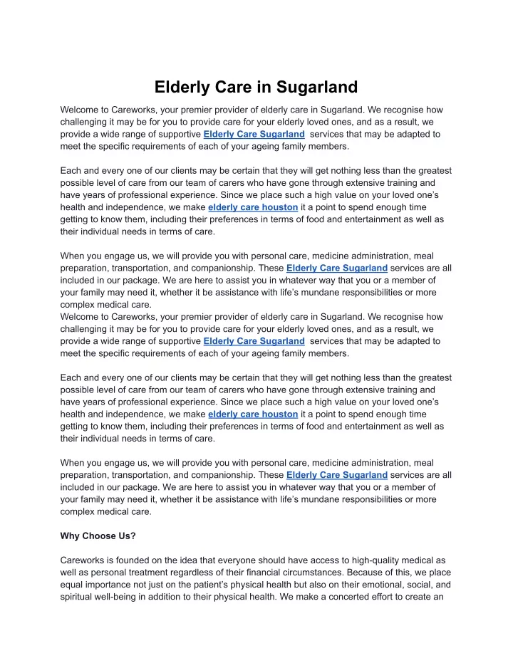 elderly care in sugarland