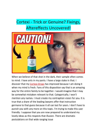 cortexi trick or genuine fixings aftereffects