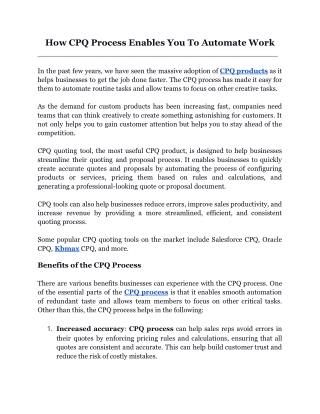 how cpq process enables you to automate work