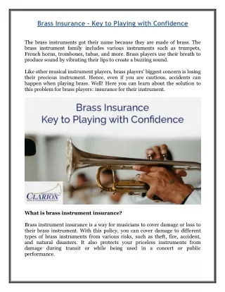 brass insurance key to playing with confidence