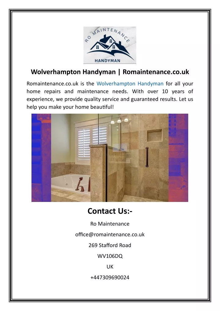 wolverhampton handyman romaintenance co uk