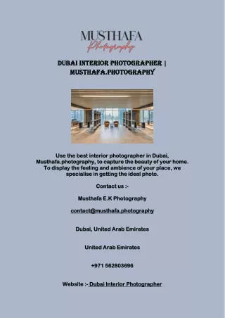 Dubai Interior Photographer Musthafa.photography
