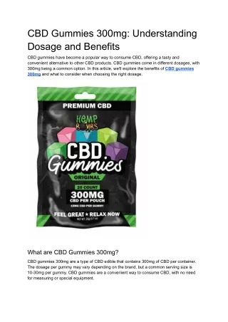 CBD Gummies 300mg_ Understanding Dosage and Benefits