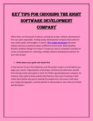 Key Tips for Choosing the Right Software Development Company